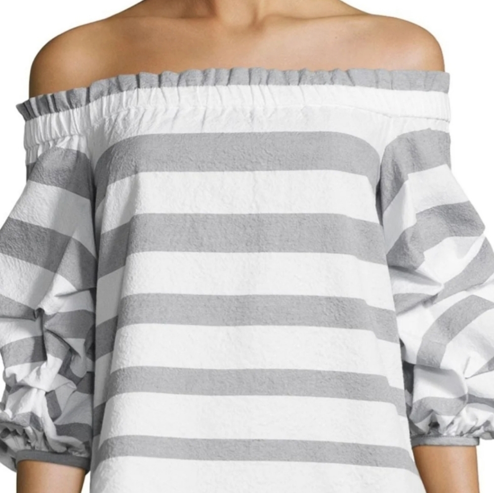 Alexis Juneau Wide-Stripe Off-the-Shoulder Top